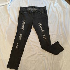 Forever 21 black distressed jeans, size 16 (30” inseam)